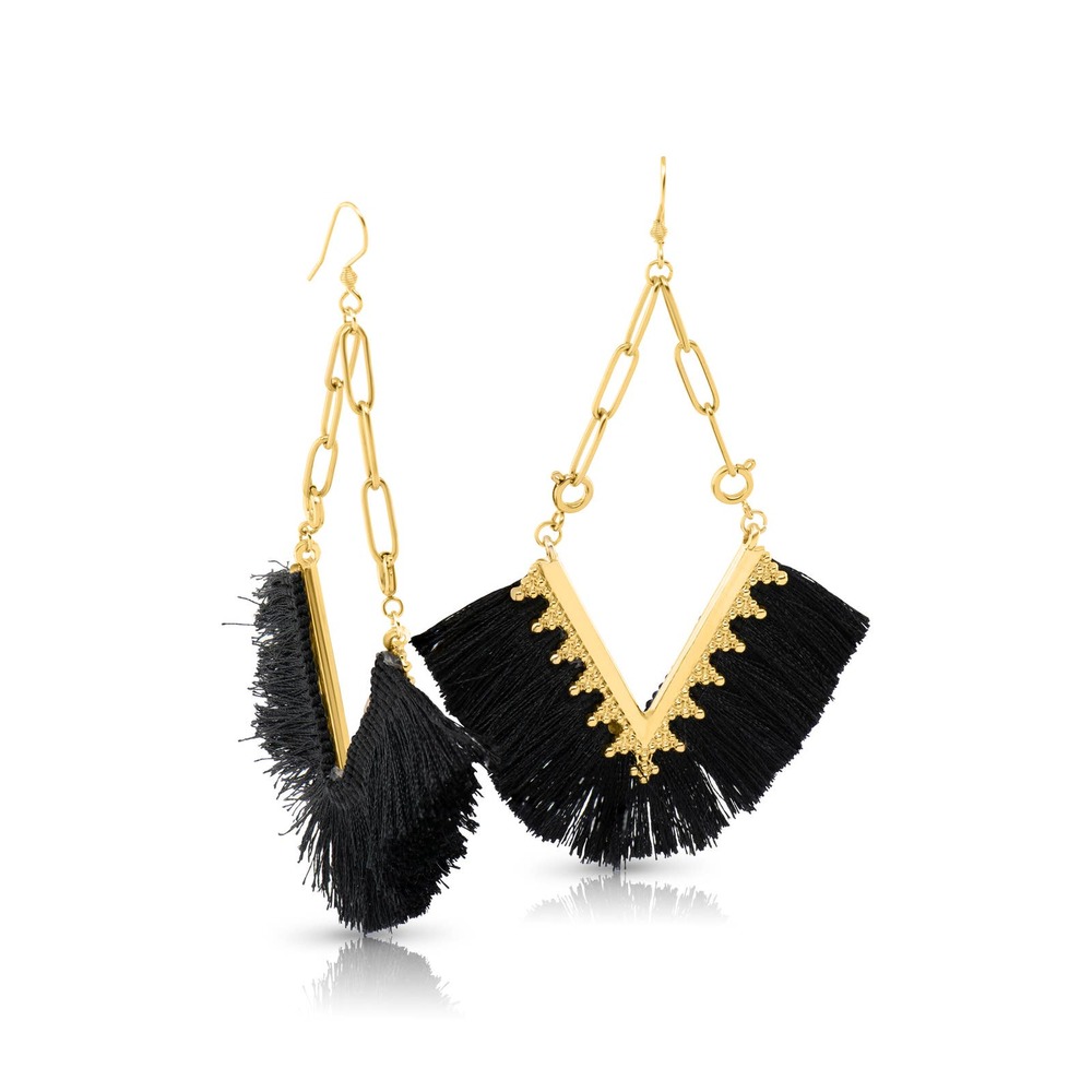 Boho Paperclip Earrings with Removable Fringe Charm
